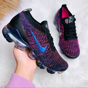 Nike Vapormax Black, Pink, and Blue